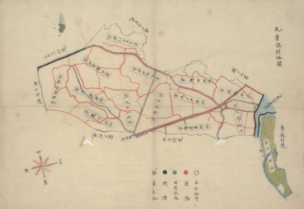 瓦曽根村略図　明治期